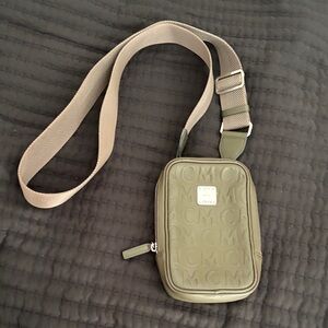 MCM Olive Belt Bag with Embossed Logo